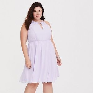 LILAC HALTER NECK CHIFFON DRESS